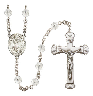 Silver Plated 6mm Fire Polished Saint Adrian of Nicomedia Rosary in Crystal