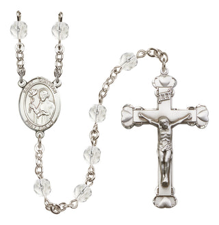 Silver Plated 6mm Fire Polished Saint Dunstan Rosary in Crystal