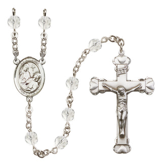 Silver-Plated 6mm Saint Fina  Engraved Catholic Rosaries