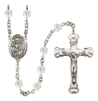 Silver Plated 6mm Fire Polished Saint Vitus Rosary in Crystal