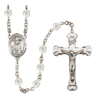 Silver Plated 6mm Fire Polished Saint Andrew Kim Taegon Rosary in Crystal