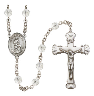 Silver Plated 6mm Fire Polished Saint Anne Rosary in Crystal