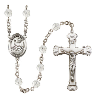Silver Plated 6mm Fire Polished Saint Honorius of Amiens Rosary in Crystal