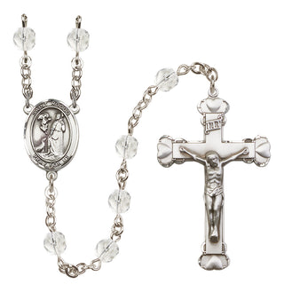 Silver Plated 6mm Fire Polished Saint Rocco Rosary in Crystal