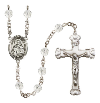 Silver-Plated 6mm Saint Marina  Engraved Catholic Rosaries