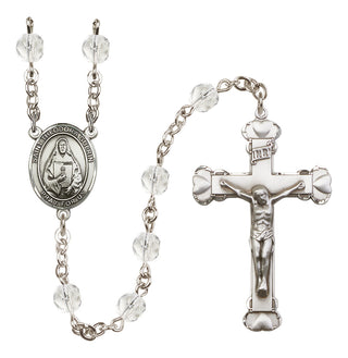 Silver-Plated 6mm Saint Theodora  Engraved Catholic Rosaries