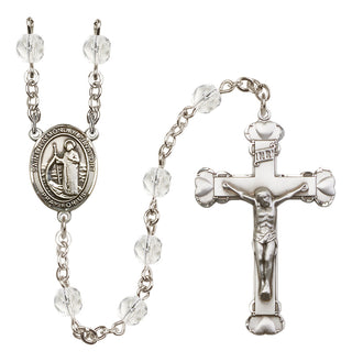 Silver Plated 6mm Fire Polished Saint Raymond of Penafort Rosary in Crystal