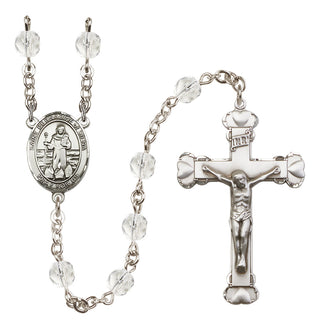 Silver Plated 6mm Fire Polished Saint Bernadine of Sienna Rosary in Crystal