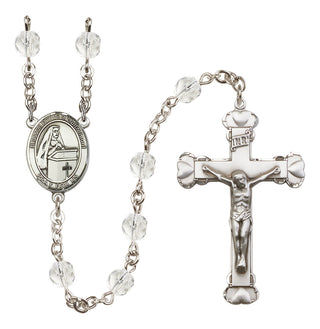 Silver Plated 6mm Fire Polished Blessed Emilee Doultremont Rosary in Crystal