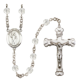 Silver-Plated 6mm Saint Columbkille  Engraved Catholic Rosaries