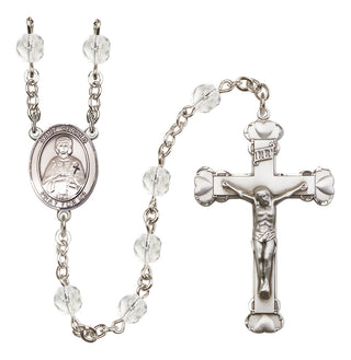 Silver Plated 6mm Fire Polished Saint Gerald Rosary in Crystal