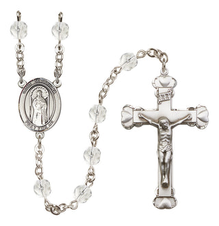 Silver Plated 6mm Fire Polished Saint Seraphina Rosary in Crystal