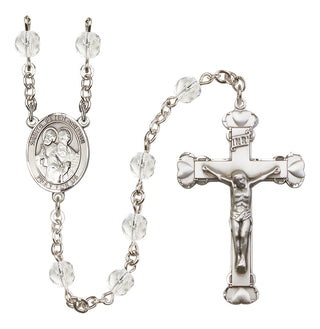 Silver Plated 6mm Fire Polished Saints Peter & Paul Rosary in Crystal