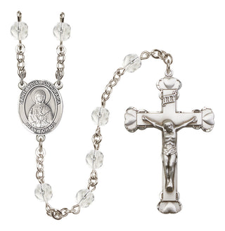 Silver Plated 6mm Fire Polished Saint Lydia Purpuraria Rosary in Crystal