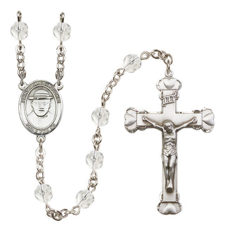 Silver-Plated 6mm Saint Damien of Molokai  Engraved Catholic Rosaries