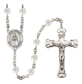 Silver Plated 6mm Fire Polished Our Lady Rosa Mystica Rosary in Crystal