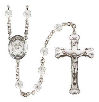 Silver Plated 6mm Fire Polished Saint Winifred of Wales Rosary in Crystal