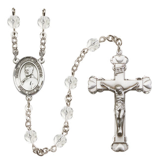 Silver Plated 6mm Fire Polished Saint Andre Bessette Rosary in Crystal