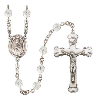 Silver Plated 6mm Fire Polished Saint Fidelis Rosary in Crystal