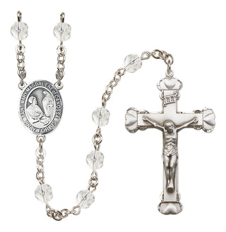 Silver Plated 6mm Fire Polished Saint Mary Magdalene of Canossa Rosary in Crystal