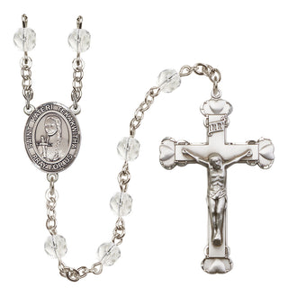 Silver Plated 6mm Fire Polished Saint Kateri Tekakwitha Rosary in Crystal
