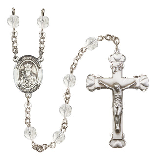 Silver Plated 6mm Fire Polished Saint Vladimir Rosary in Crystal
