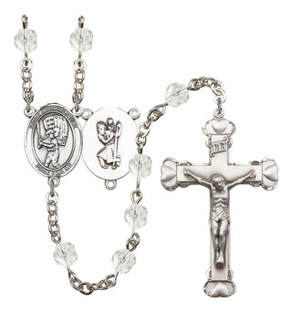 Saint Christopher and Baseball Rosary with Crystal Beads