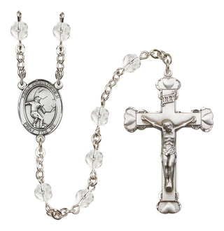 Silver-Plated 6mm Saint Christopher/Soccer Rosary