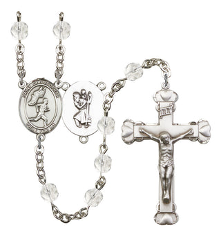 Saint Christopher and Track&Field Rosary with Crystal Beads