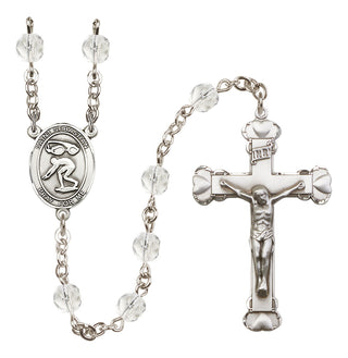 Silver-Plated 6mm Saint Sebastian/Swimming Rosary