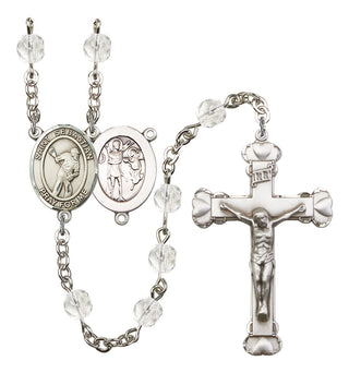 Saint Sebastian and Lacrosse Rosary with Crystal Beads