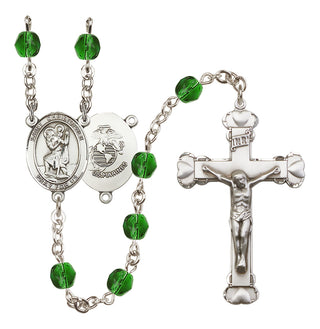 Silver-Plated 6mm Saint Christopher / Marines Rosary
