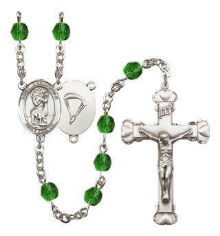 Saint Christopher and Paratrooper Rosary with Emerald Beads