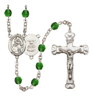 Silver-Plated 6mm Saint Joan of Arc / Navy Rosary