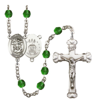 Saint Michael and Air Force Rosary with Emerald Beads