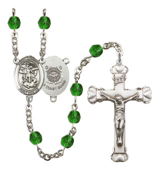Saint Michael and Coast Guard Rosary with Emerald Beads