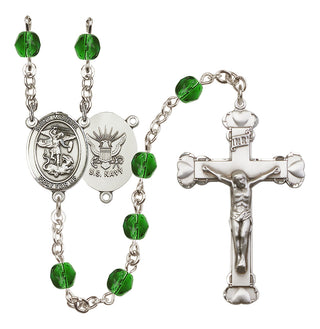 Silver-Plated 6mm Saint Michael / Navy Rosary