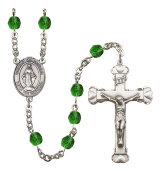 Virgen Milagrosa Rosary with Emerald Beads
