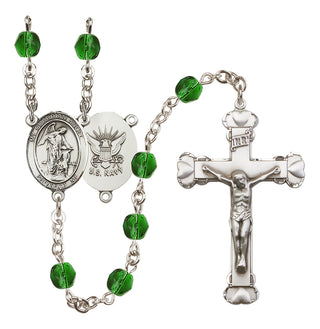 Silver-Plated 6mm Guardian Angel / Navy Rosary