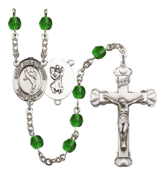 Saint Christopher and Martial Arts Rosary with Emerald Beads