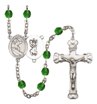 Saint Christopher and Surfing Rosary with Emerald Beads