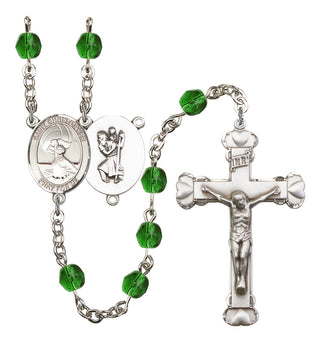 Saint CHRISTOPHER and Water Polo-Women Rosary with Emerald Beads