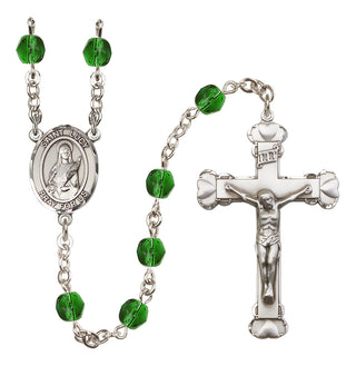 Silver-Plated 6mm Saint Lucy  Engraved Catholic Rosaries