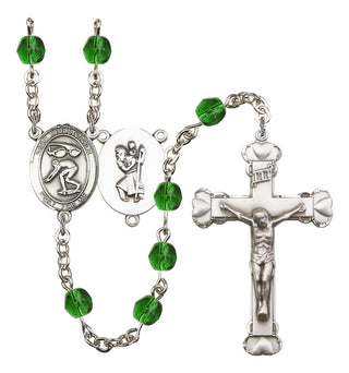 Saint Christopher and Swimming Rosary with Emerald Beads
