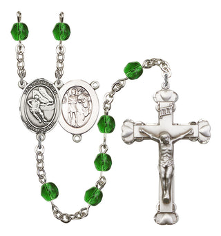 Saint Sebastian and Hockey Rosary with Emerald Beads