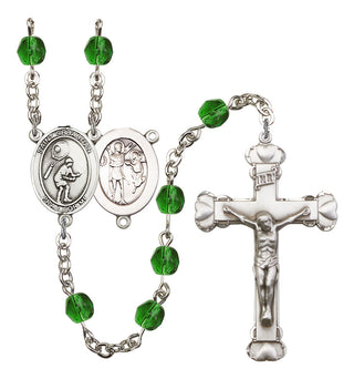 Saint Sebastian and Tennis Rosary with Emerald Beads