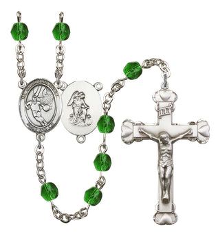 Guardian Angel and Basketball Rosary with Emerald Beads