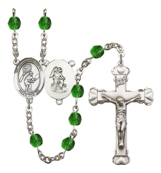 Guardian Angel and Tennis Rosary with Emerald Beads