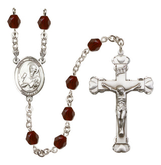 Silver-Plated 6mm Saint Andrew the Apostle  Engraved Catholic Rosaries