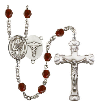 Saint Agatha and Nurse Rosary with Garnet Beads